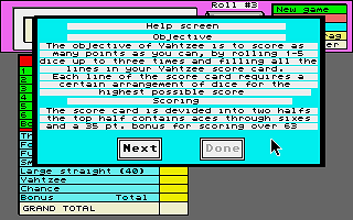 Yahtzee atari screenshot